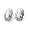 Non-Tarnish 304 Stainless Steel Stud Earring Findings, with Hole, Oval, Stainless Steel Color, 18.5x12.5mm, Hole: 1.2mm, Pin: 0.8mm