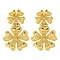 PVD Vacuum Plating 304 Stainless Steel Textured Flower Stud Earrings for Women, Golden, 30x18.5mm