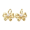 Stainless Steel Shell Pearl Earrings, Bowknot, Real 18K Gold Plated, 31x28mm