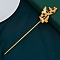 Alloy Hair Sticks Settings, Butterfly, Golden, 150mm