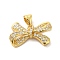 Brass Micro Pave Clear Cubic Zirconia Pendants, Bowknot, Real 16K Gold Plated, 12x21x5mm, Hole: 4.5x4mm