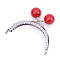 Iron Purse Frame Handle with Solid Color Acrylic Beads, for Bag Sewing Craft Tailor Sewer, Red, 68x85~87x11mm, Hole: 1.5mm