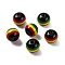 Ghana Jamaica Reggae Stripe Resin Beads, Colorful, Round, 10x9mm, Hole: 2mm