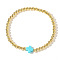 Stainless Steel Bead Stretch Bracelets for Women, with Plastic Cross, Cyan, 6-7/8 inch(17.5cm)