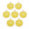 Light Gold Alloy Enamel Pendants, Cadmium Free & Nickel Free & Lead Free, Lemon Slice, Yellow, 26x23x2mm, Hole: 2mm