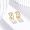 Rack Plating Brass Micro Pave Clear Cubic Zirconia Cuff Earrings, Lead Free & Cadmium Free, Flower, Real 18K Gold Plated, 15x7.5mm