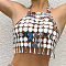 Plastic Sequin Body Chain for Women, Sexy Beach Bikini Circular Dress, Silver, 830mm