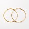 Ion Plating(IP) 304 Stainless Steel Hoop Earrings, Hypoallergenic Earrings, Ring Shape, Real 18K Gold Plated, 55x2mm, 12 Gauge, Pin: 1x0.7mm