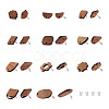 Fashewelry 22Pairs 11 Style Walnut Wood Stud Earring Findings MAK-FW0001-01-10