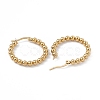 201 Stainless Steel Round Beaded Hoop Earrings with 304 Stainless Steel Pins for Women EJEW-B016-01D-G-2