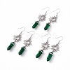 Synthetic Malachite Bullet with Sun Dangle Earrings EJEW-I276-01P-05-1