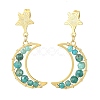 3 Pair 3 Style Natural Mixed Gemsotne Beaded Moon & Star Dangle Stud Earrings EJEW-TA00320-4