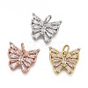 Brass Micro Pave Clear Cubic Zirconia Charms KK-F821-15-1