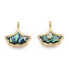Synthetic Abalone Shell/Paua Shell Charms with Real 18K Gold Plated Brass Findings KK-N233-428-3