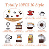 10Pcs 10 Style Coffeemaker Enamel Pins JEWB-TA00001-07-4