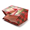 Christmas Theme Tartan Non-woven Fabric Gift Tote Bags with Handle ABAG-G017-01B-4