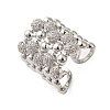 Brass Micro Pave Clear Cubic Zirconia Open Cuff Rings RJEW-A046-12P-1