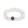 Natural Quartz Crystal Chips & Mixed Gemstone Stretch Bracelet for Women BJEW-JB09230-2