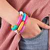 Candy Color Chunky Curved Tube Acrylic Beads Stretch Bracelets Set for Women BJEW-SW00015-10