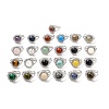 Natural & Synthetic Gemstone Adjustable Rings RJEW-P043-02P-1