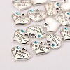 Wedding Party Supply Antique Silver Alloy Rhinestone Heart Carved Word Brother of Bride Wedding Family Charms X-TIBEP-N005-27E-2