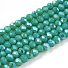 Electroplate Opaque Solid Color Glass Beads Strands EGLA-A034-P1mm-L25-1