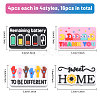 CHGCRAFT 16Pcs 4 Styles Rectangle with Word Food Grade Silicone Focal Beads SIL-CA0004-44-2