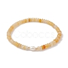 Natural Yellow Agate Rondelle & Pearl Beaded Stretch Bracelets BJEW-JB09918-06-1