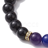 10 Round Om Mani Natural Obsidian & 8mm Round Mixed Stone Beaded Stretch Bracelets BJEW-JB10337-5