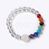 Natural & Synthetic Mixed Stone and Quartz Crystal Beads Stretch Bracelets BJEW-E354-A07-1