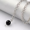 Natural Obsidian Sphere Dowsing Pendulums X-BJEW-E292-A04-3