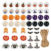  13 Styles Halloween Spray Painted Natural Wood Beads WOOD-TA0001-85-9