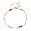 Brass & Round ABS Imitation Pearl Beaded Chain Bracelet Making AJEW-JB01150-24-1