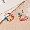 Polymer Clay Beaded C-shape Stud Earrings EJEW-TA00073-3