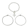 3Pcs 3 Style 316 Surgical Stainless Steel Box & Venetian Chain Bracelets Set with Corss Charms BJEW-FS0001-07-6