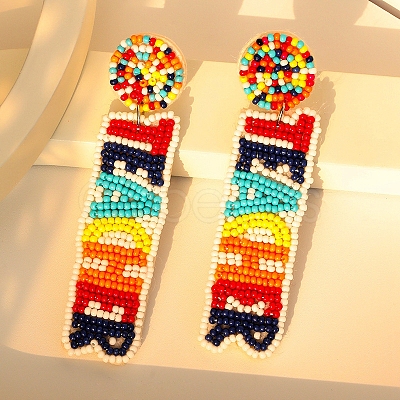 Seed Beads Boho Stud Earrings PW-WGF5677-01-1