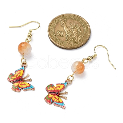 Alloy Enamel Butterfly Dangle Earrings EJEW-JE05448-1