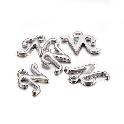 Platinum Plated Alloy Letter Pendants PALLOY-J718-01P-N-1