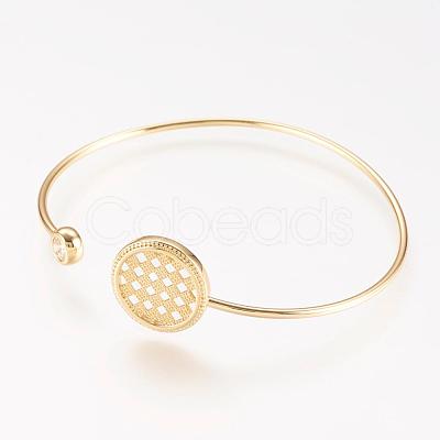 Brass Rhinestone Cuff Bangle BJEW-P168-A07-1