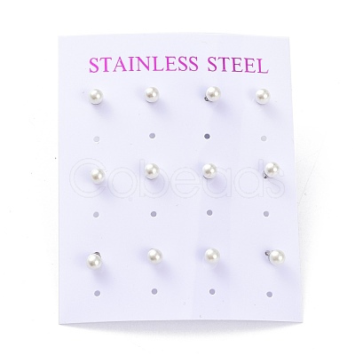 Plastic Imitation Pearl Stud Earrings STAS-D0001-03-P-B-1