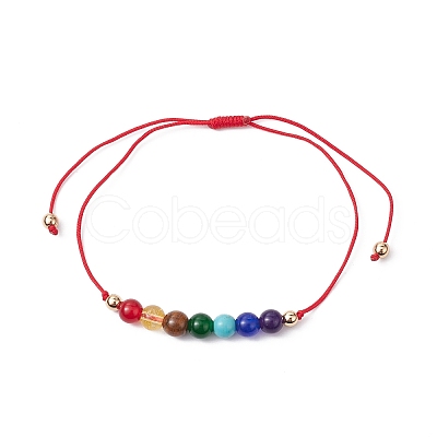 2Pcs 2 Color Natural & Synthetic Mixed Gemstone Round Braided Bead Anklets Set AJEW-AN00551-1