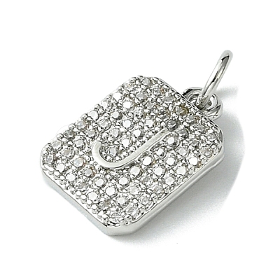 Rack Plating Brass Micro Pave Clear Cubic Zirconia Charms KK-G501-01J-P-1