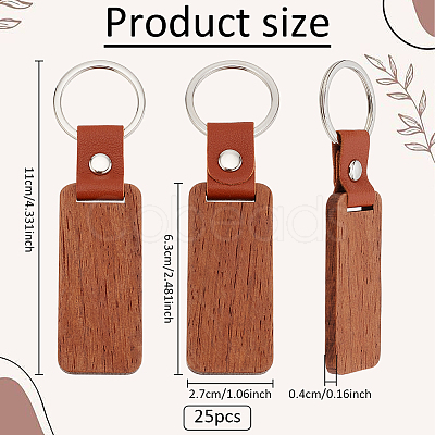 Rectangle Wood Blank Pendant Keychain FIND-WH0016-44-1