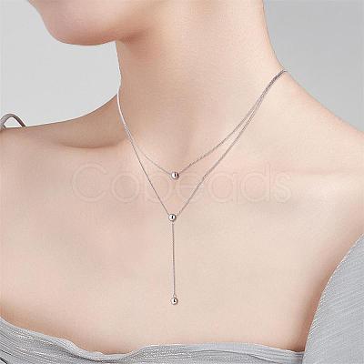 Anti-Tarnish Double Y-shaped Necklace Long Drop Dangle Necklace Delicate Y Chain Necklace Personalized Zircon Pendant Necklaces Choker Trendy Y Necklace Jewelry for Women JN1093A-1