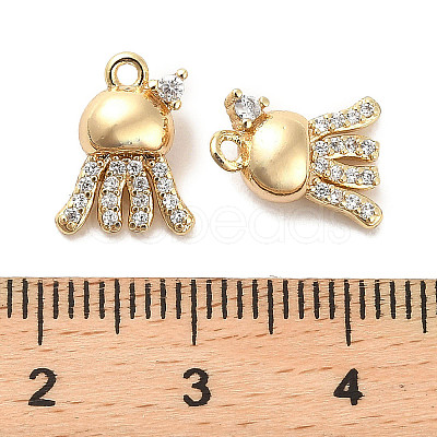 Brass Micro Pave Clear Cubic Zirconia Charms KK-C054-07G-1