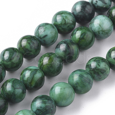 Natural China Silver Leaf Jasper Beads Strands G-F668-29-8mm-1