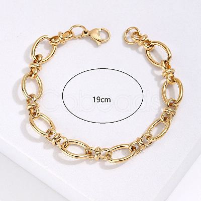 Stainless Steel Oval Link Chain Bracelet KM2112-1-1