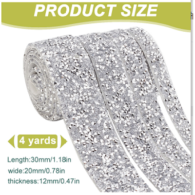 GOMAKERER 4 Yards 4 Styles Glitter Resin Hotfix Rhinestone(Hot Melt Adhesive On The Back) DIY-GO0001-99-1