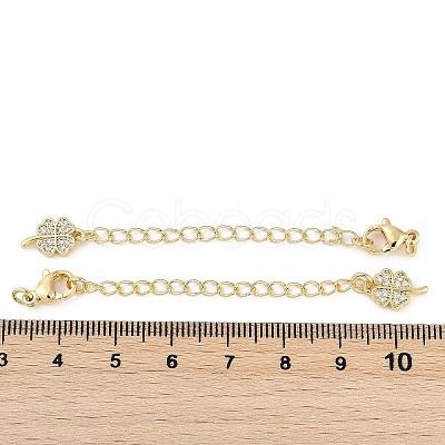 Brass Micro Pave Cubic Zirconia Ends with Chains KK-U043-04G-1