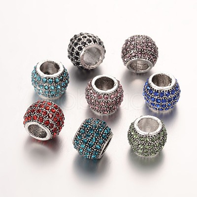 Antique Silver Plated Alloy Rhinestone European Beads CPDL-E036-E-1